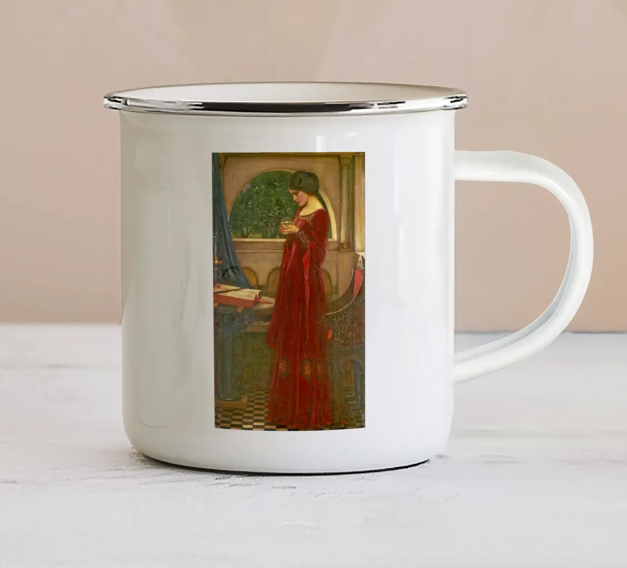 John William Waterhouse - La sfera di cristallo tazza in smalto da ARTOTHEK