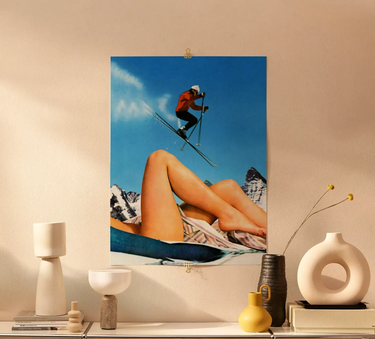 Il grande salto con gli sci poster con telaio in alluminio da Taudalpoi