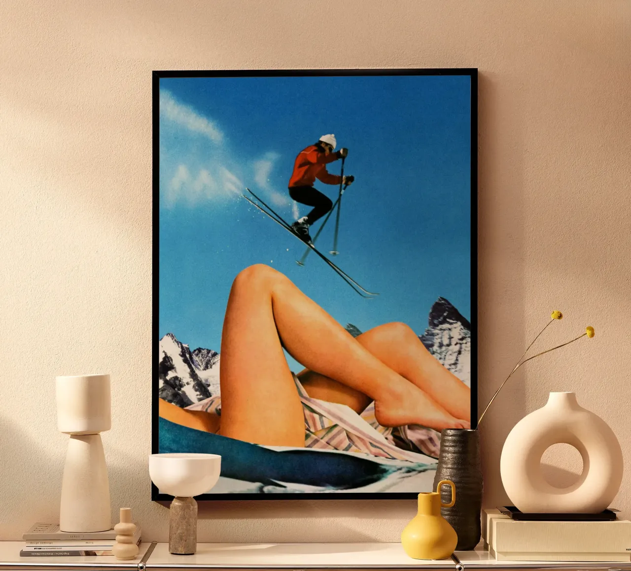 Il grande salto con gli sci poster con telaio in alluminio da Taudalpoi