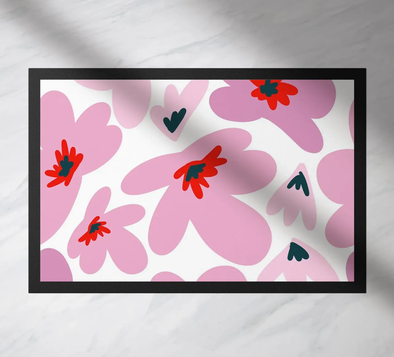 Retro Flowers Pink zerbino da anisillustration