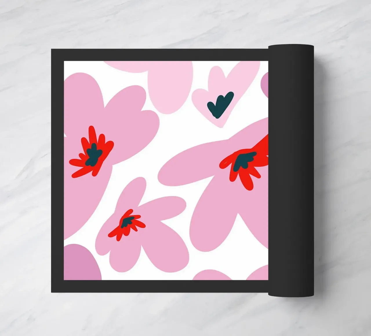 Retro Flowers Pink zerbino da anisillustration
