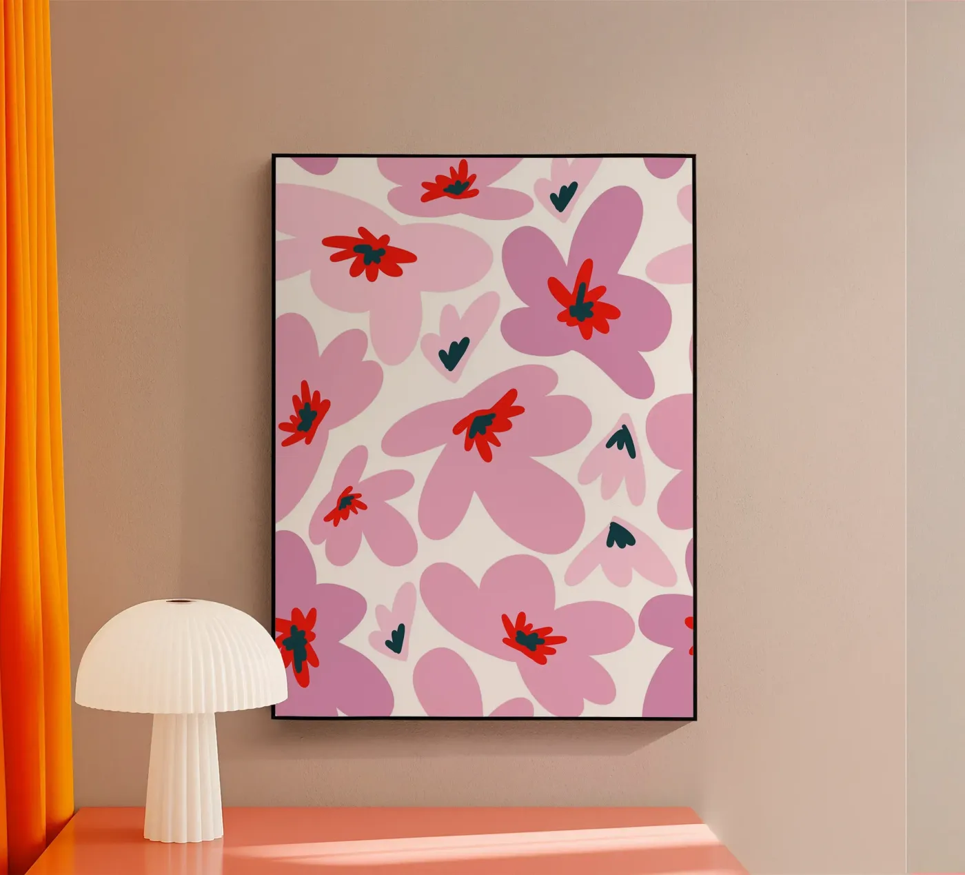 Retro Flowers Pink plexiglass da anisillustration