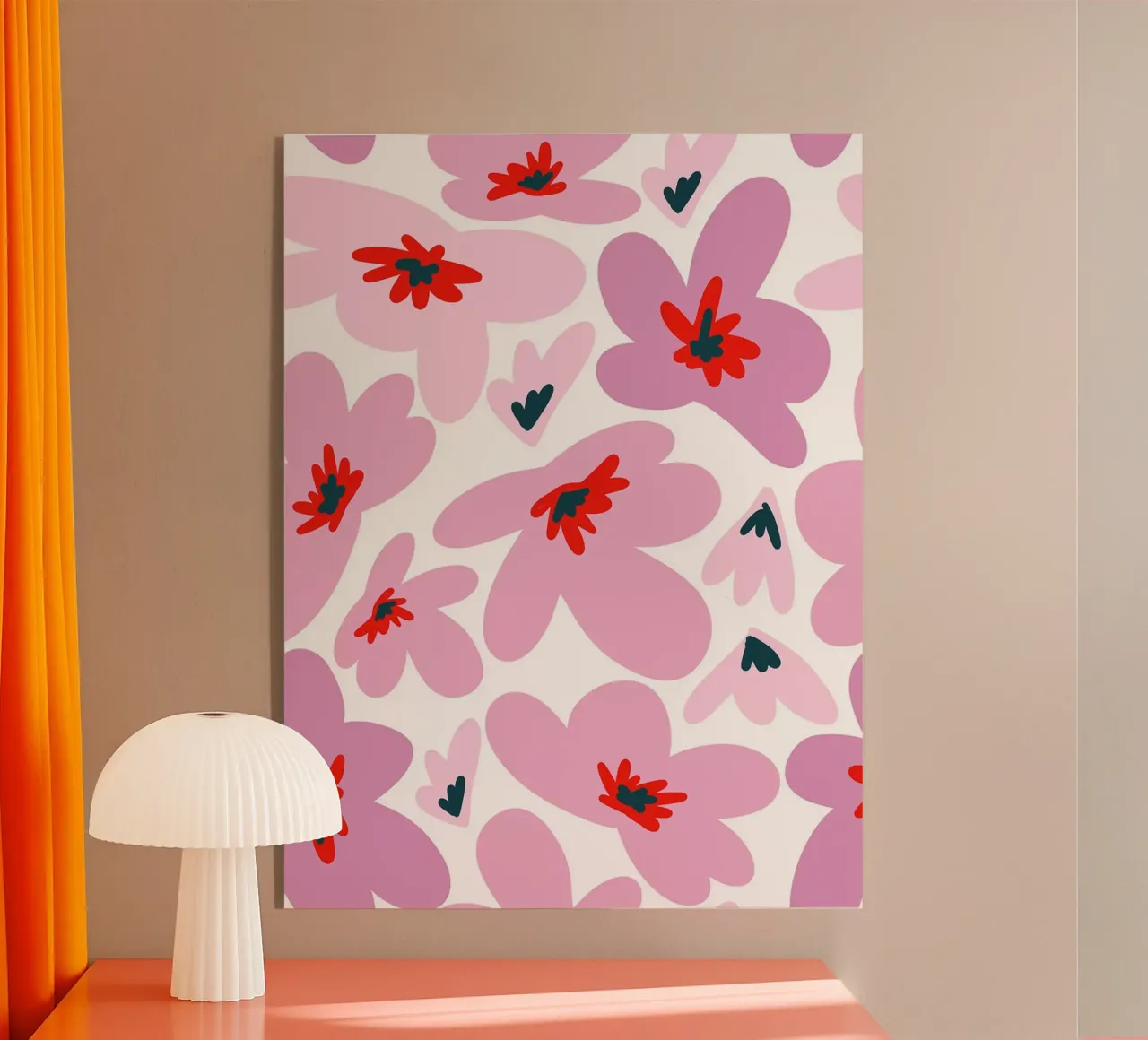 Retro Flowers Pink plexiglass da anisillustration