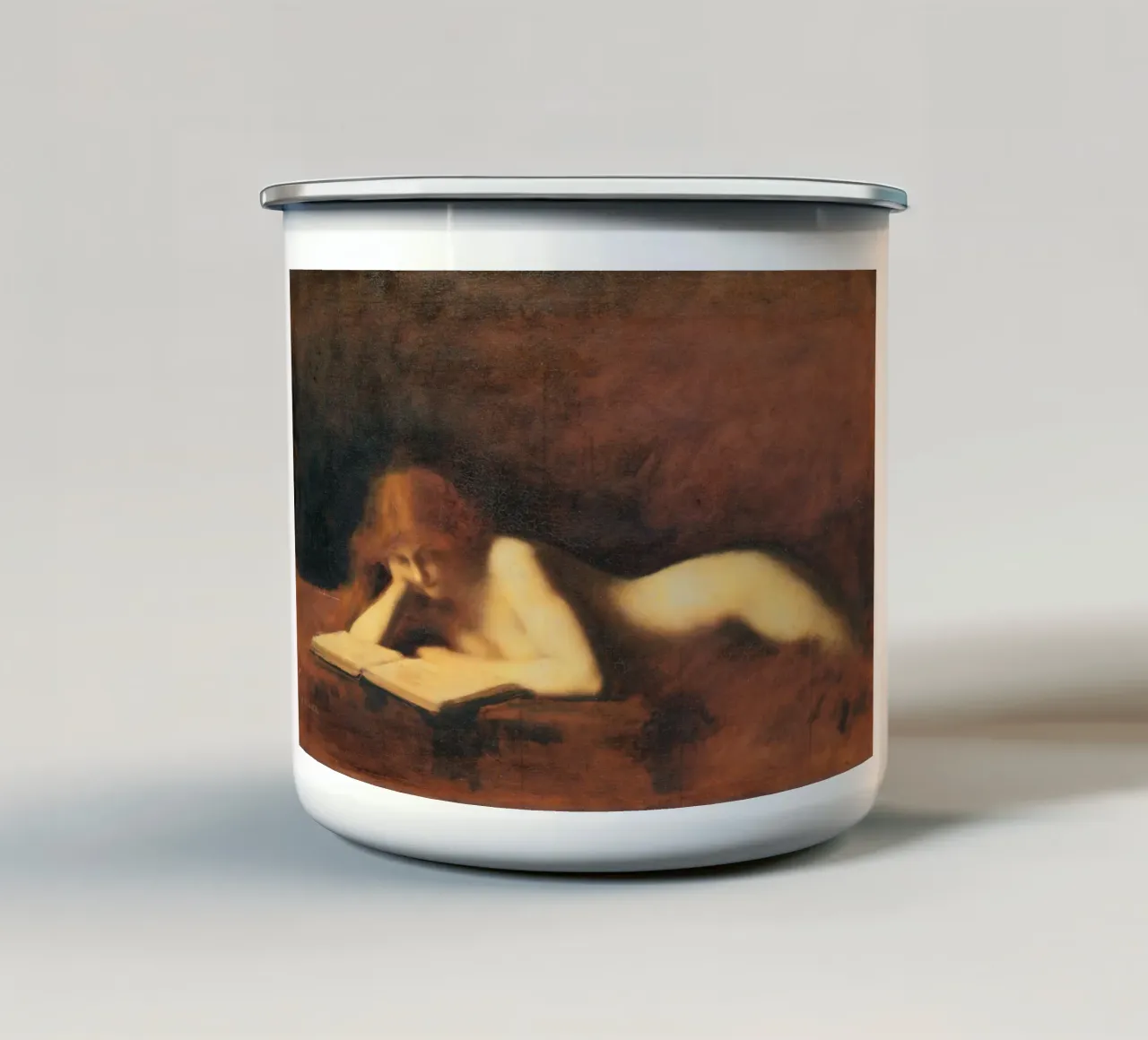Jean-Jacques Henner - Lettura della donna tazza in smalto da ARTOTHEK