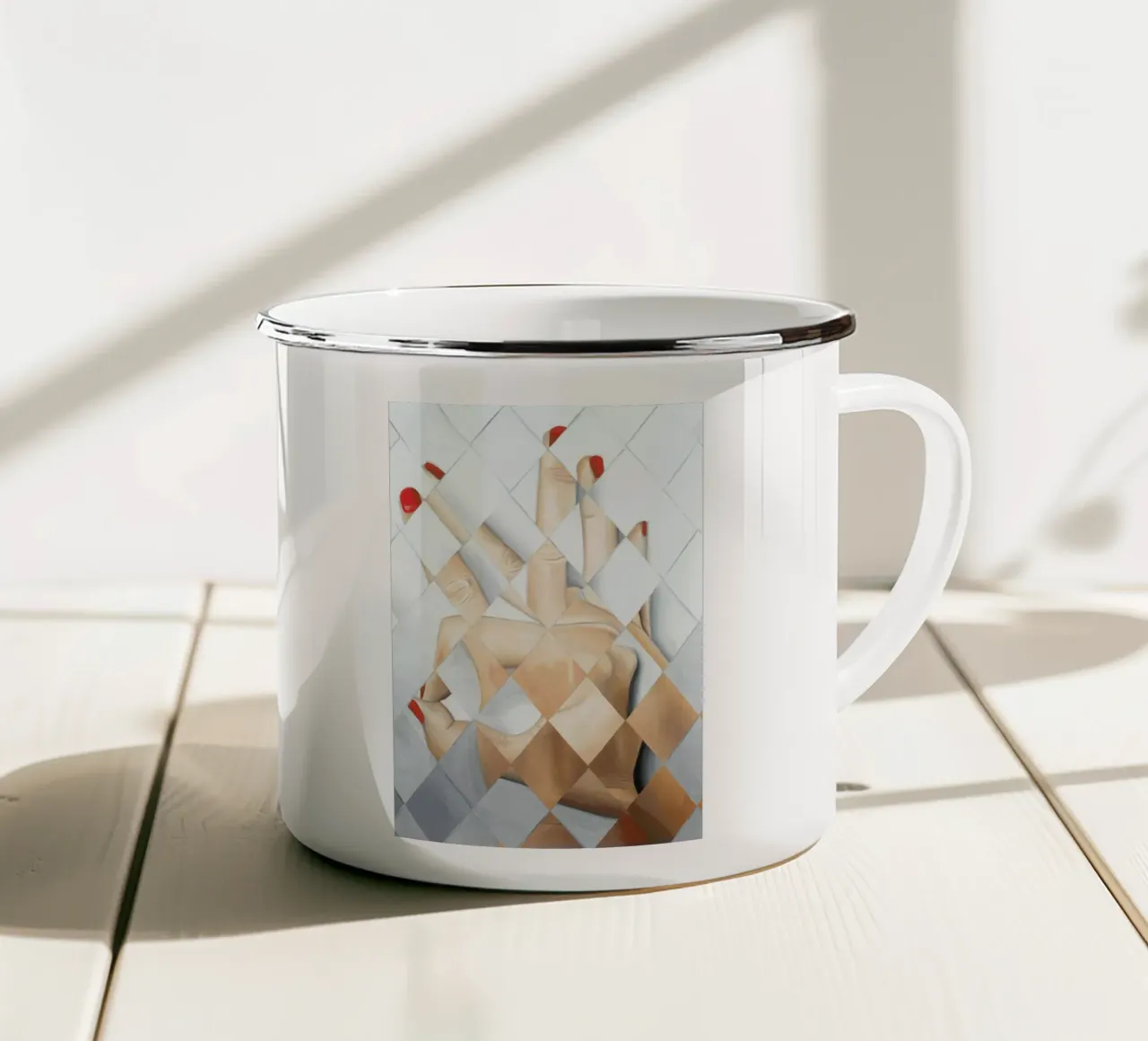 Hand taza de esmalte de Allison Chaplin