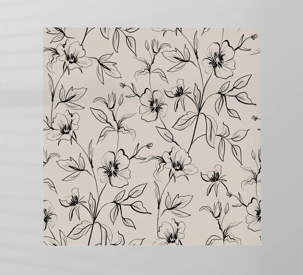 Gestual Flowers Pattern Beige pellicola backlit da anisillustration
