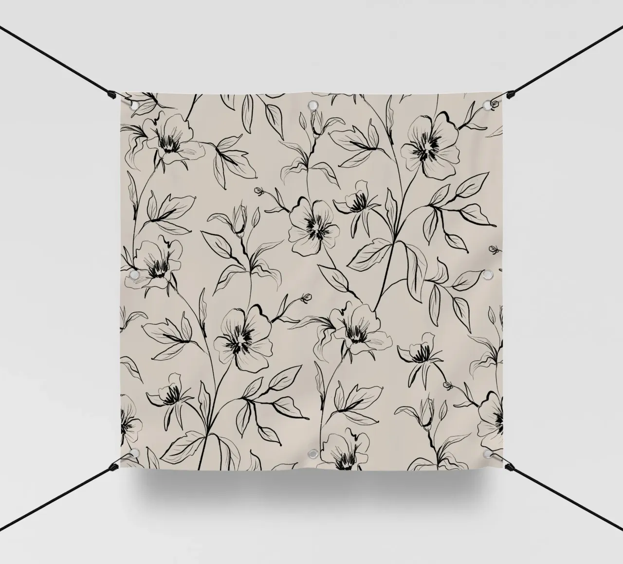 Gestual Flowers Pattern Beige telo in pvc da anisillustration