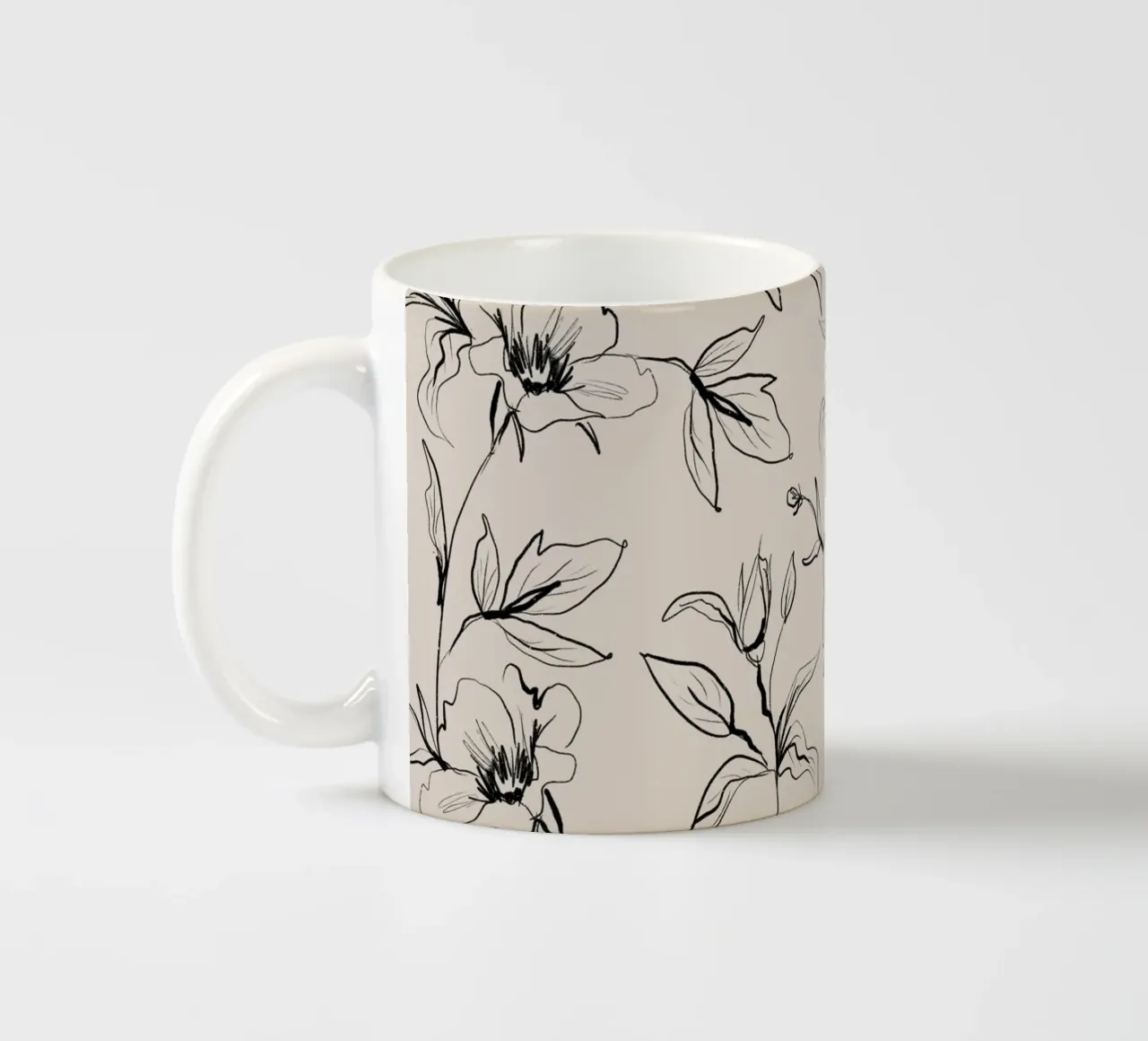 Gestual Flowers Pattern Beige tazza in ceramica da anisillustration