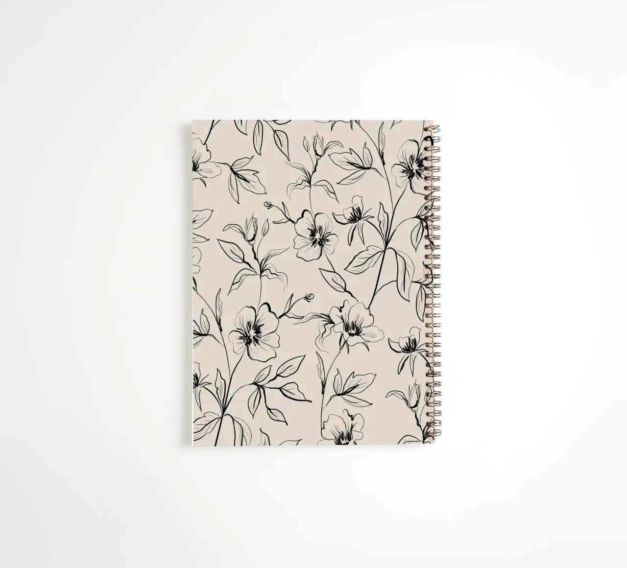 Gestual Flowers Pattern Beige spiral notebook by anisillustration