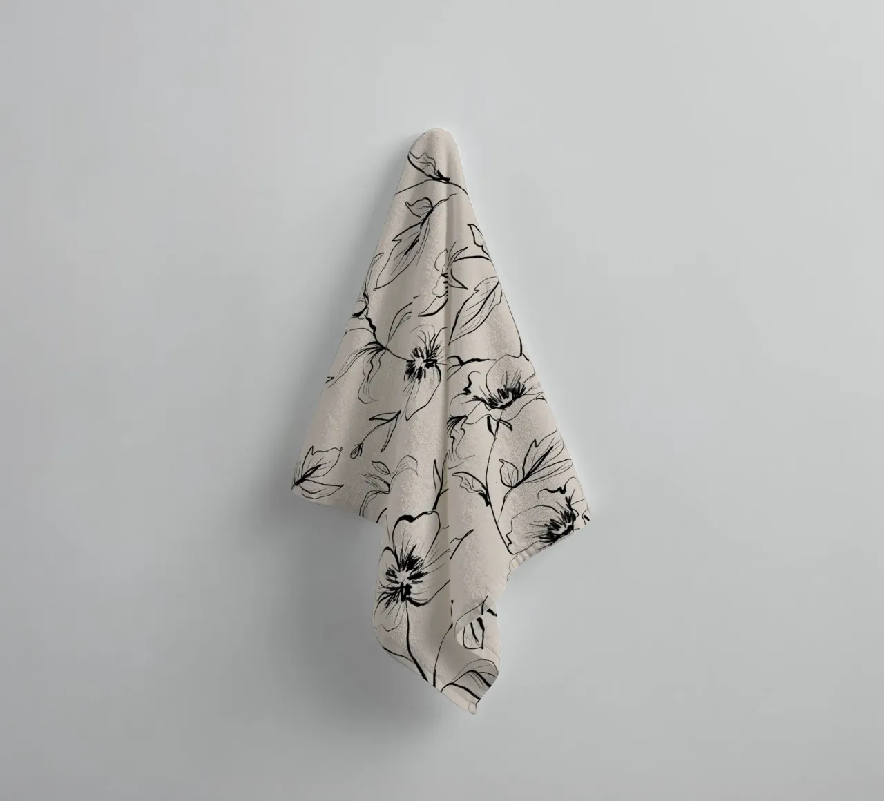 Gestual Flowers Pattern Beige asciugamano da bagno da anisillustration