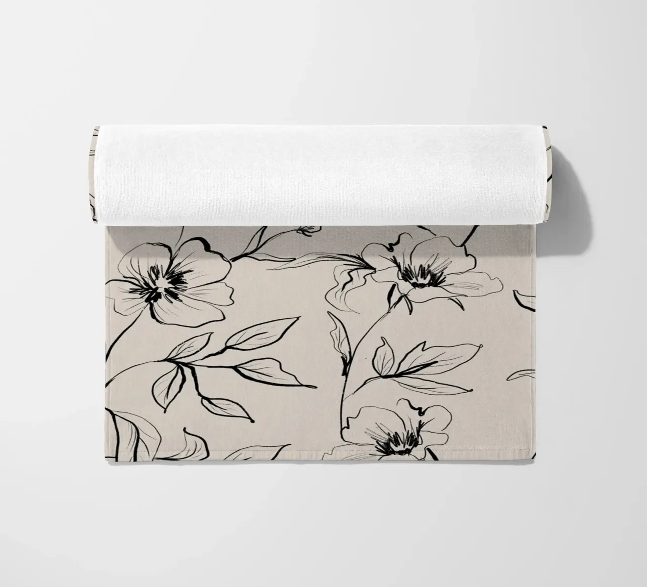Gestual Flowers Pattern Beige telo mare da anisillustration