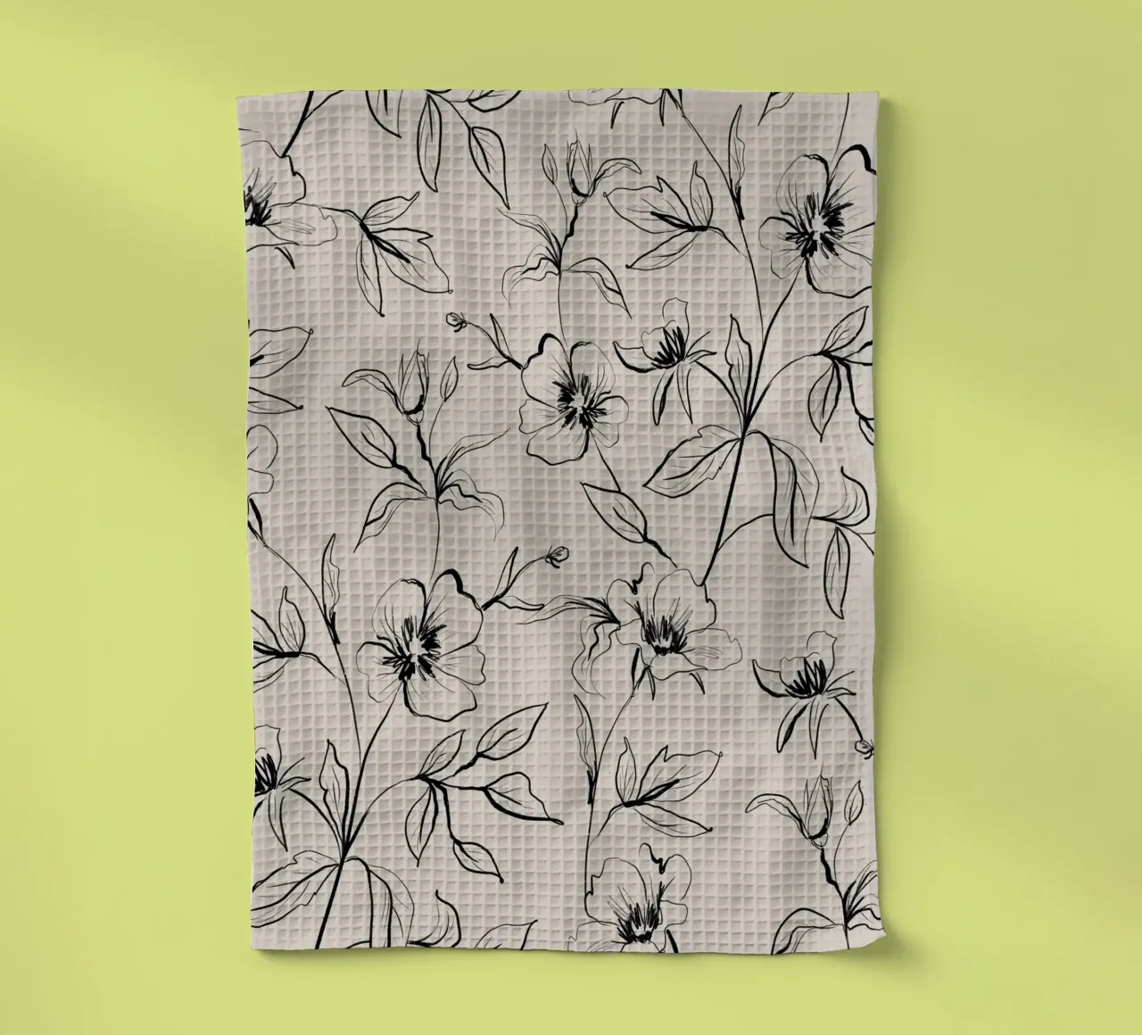 Gestual Flowers Pattern Beige canovaccio da cucina da anisillustration