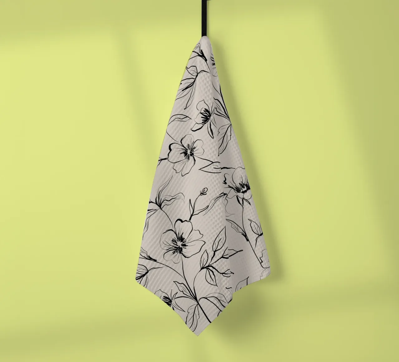 Gestual Flowers Pattern Beige canovaccio da cucina da anisillustration