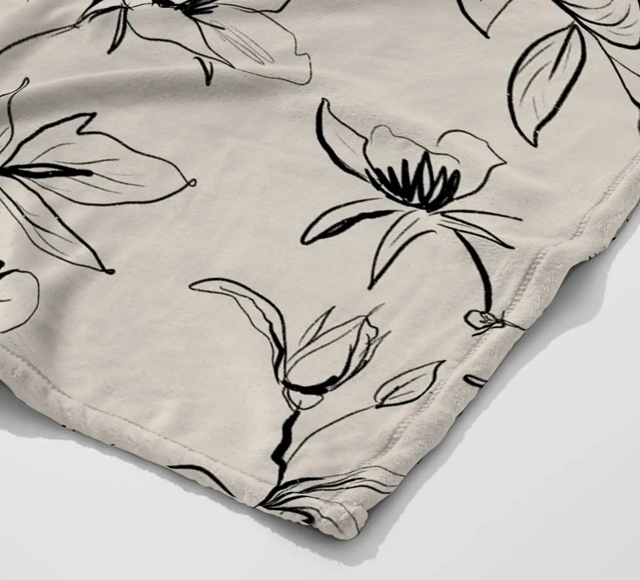 Gestual Flowers Pattern Beige coperta in pile da anisillustration