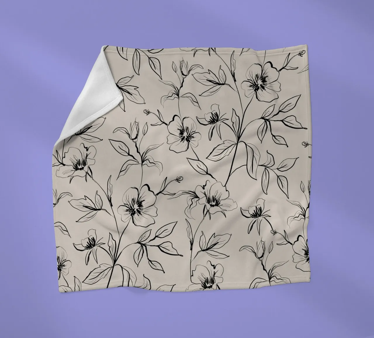 Gestual Flowers Pattern Beige coperta in pile da anisillustration