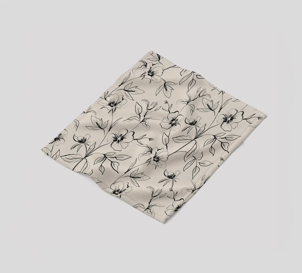 Gestual Flowers Pattern Beige coperta in pile da anisillustration