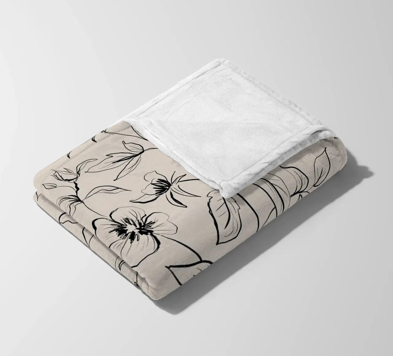 Gestual Flowers Pattern Beige coperta in pile da anisillustration