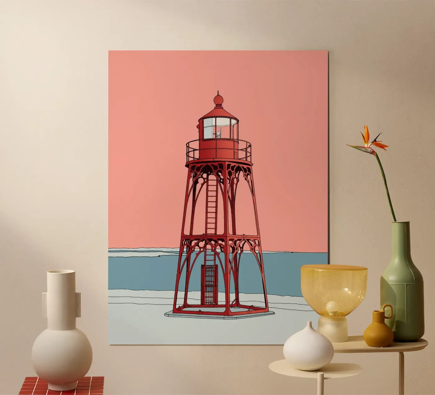 Red lighthouse poster de Face & Content