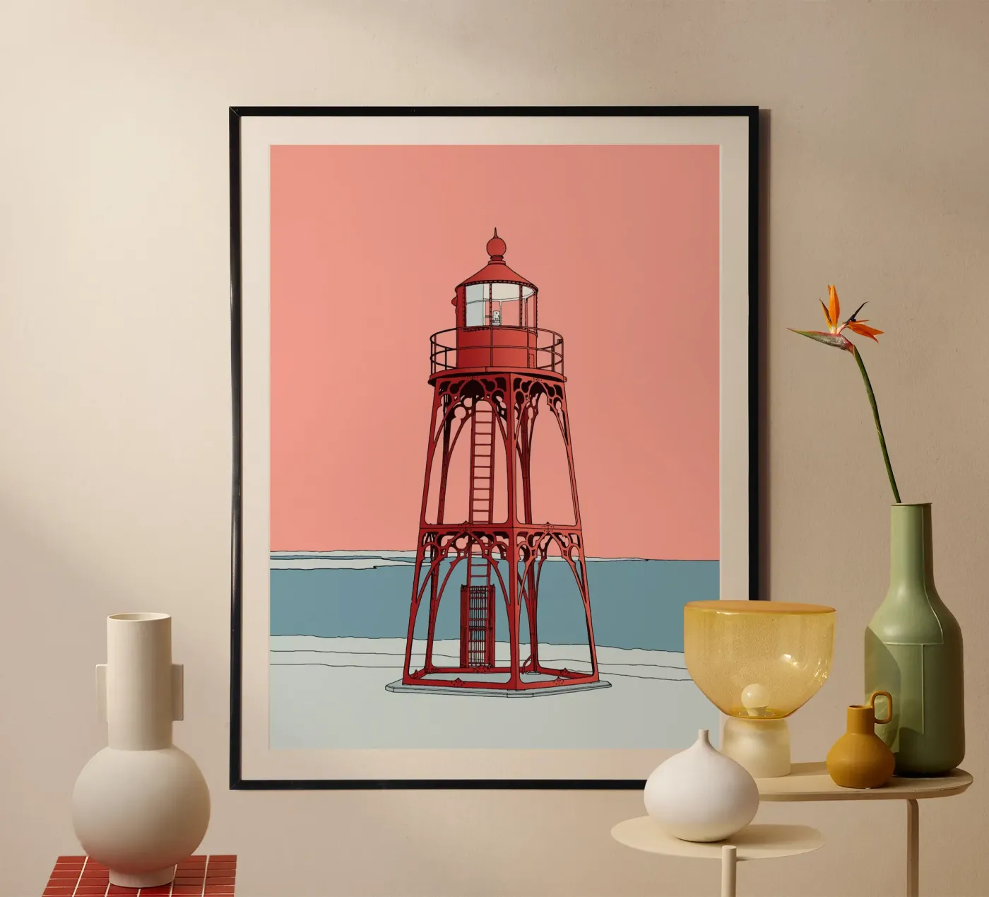 Red lighthouse poster de Face & Content