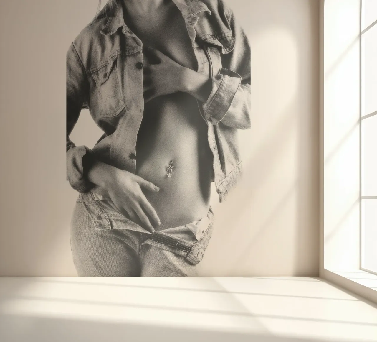 Gekleed in Denim Mono fotobehang van Dave Hare Photography