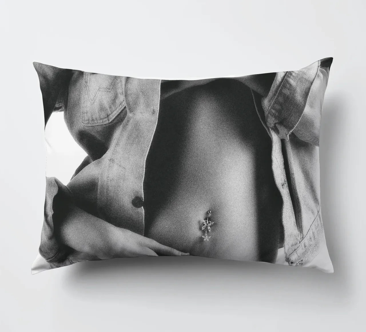 Dressed in Denim Mono decorative cushion by Dave Hare Photography