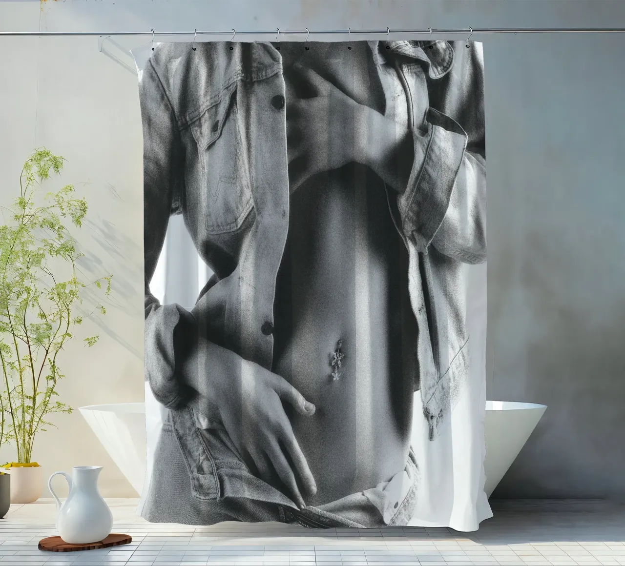 Dressed in Denim Mono shower curtain by Dave Hare Photography