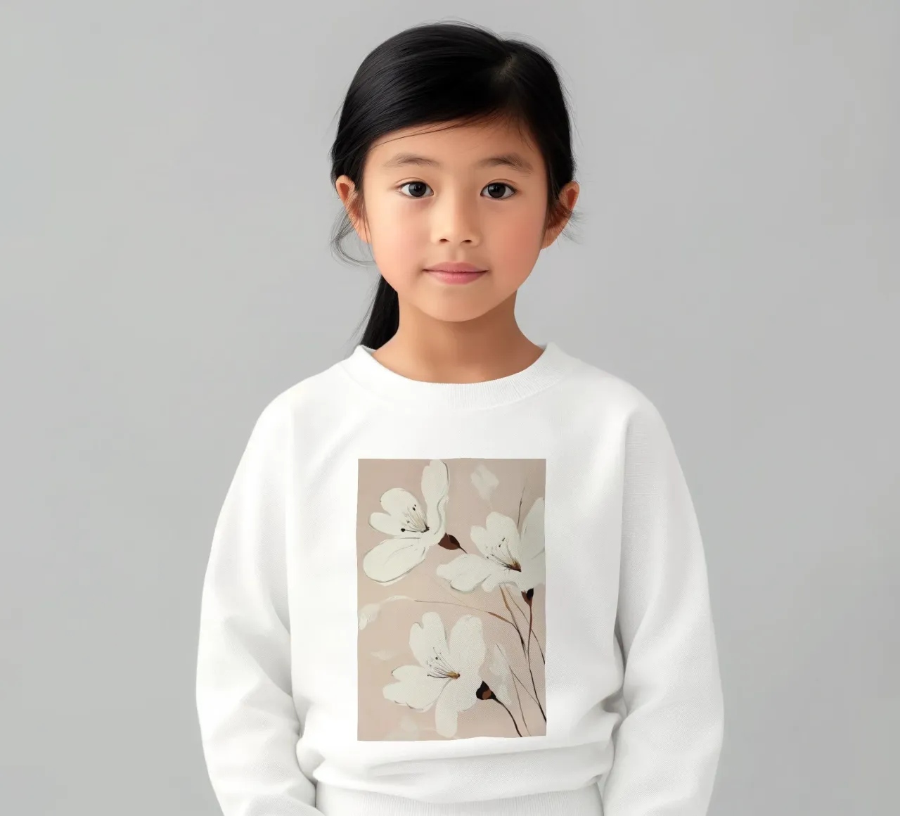 Fiori bianchi pittura felpa bambino da Melloi Art Print