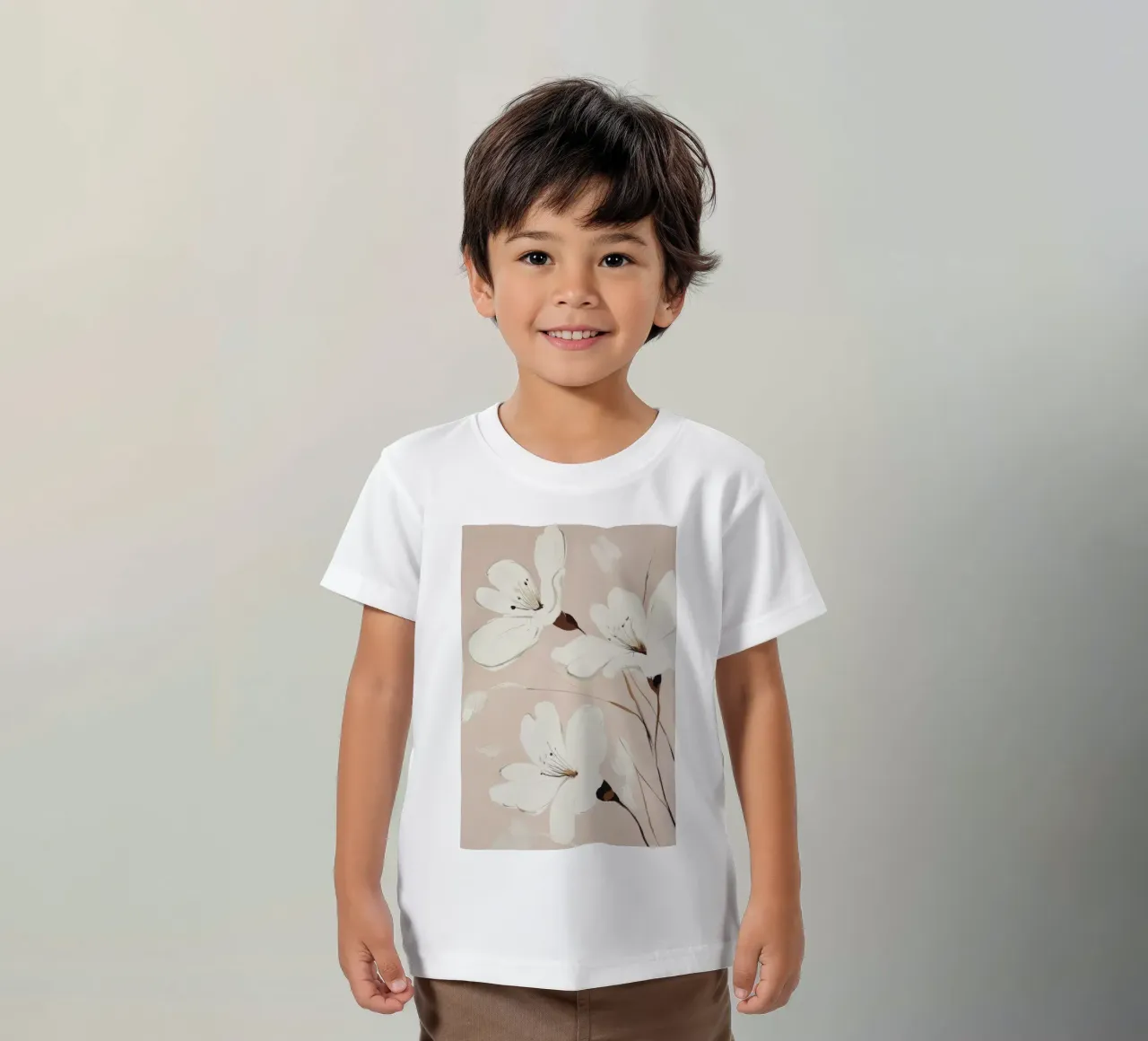 White Flowers Painting kids t-shirt by Melloi Art Print