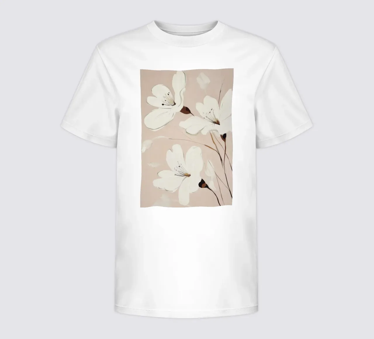 White Flowers Painting kids t-shirt by Melloi Art Print