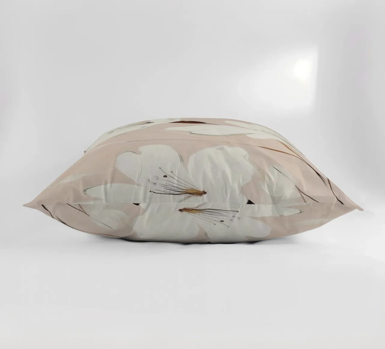 White Flowers Painting decorative cushion by Melloi Art Print