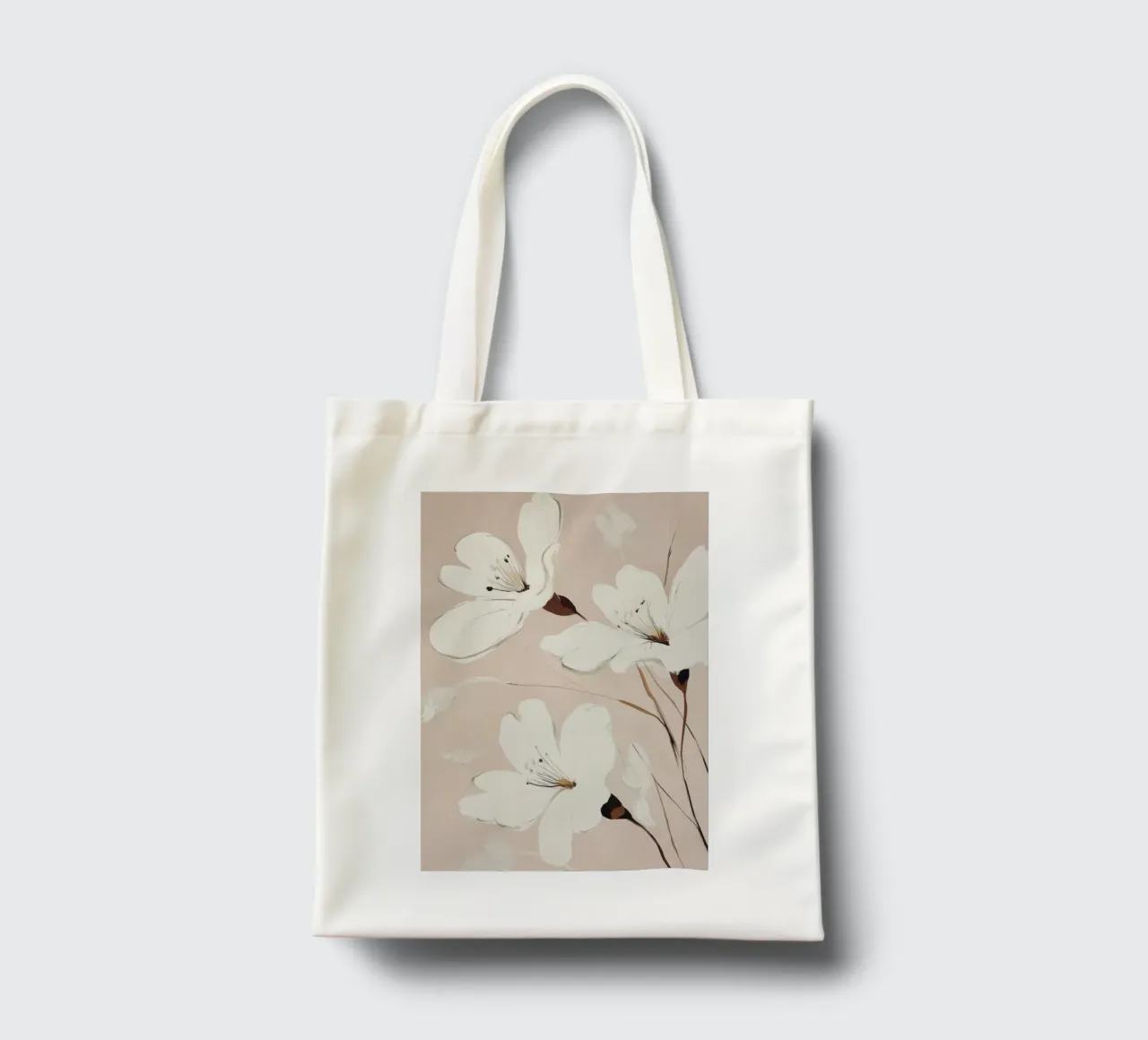 White Flowers Painting tote bag by Melloi Art Print