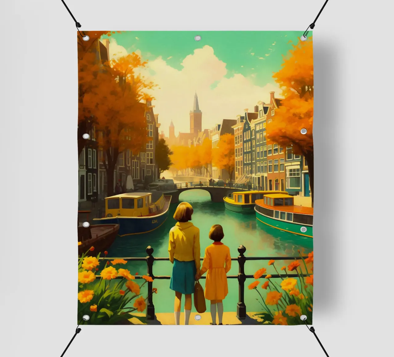 Poster di viaggio d'epoca su Amsterdam telo in pvc da TDPosters
