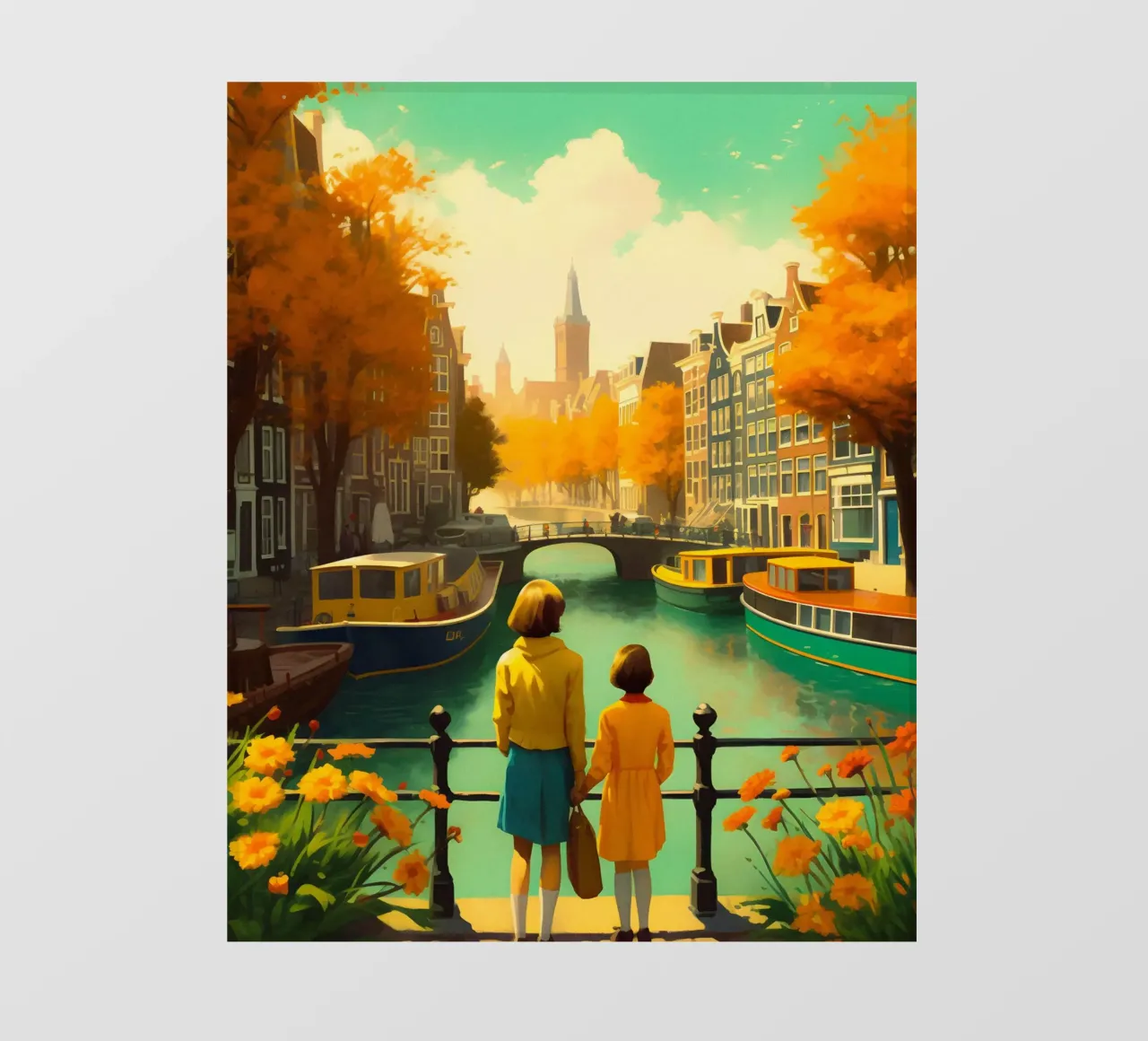 Poster di viaggio d'epoca su Amsterdam telo in pvc da TDPosters
