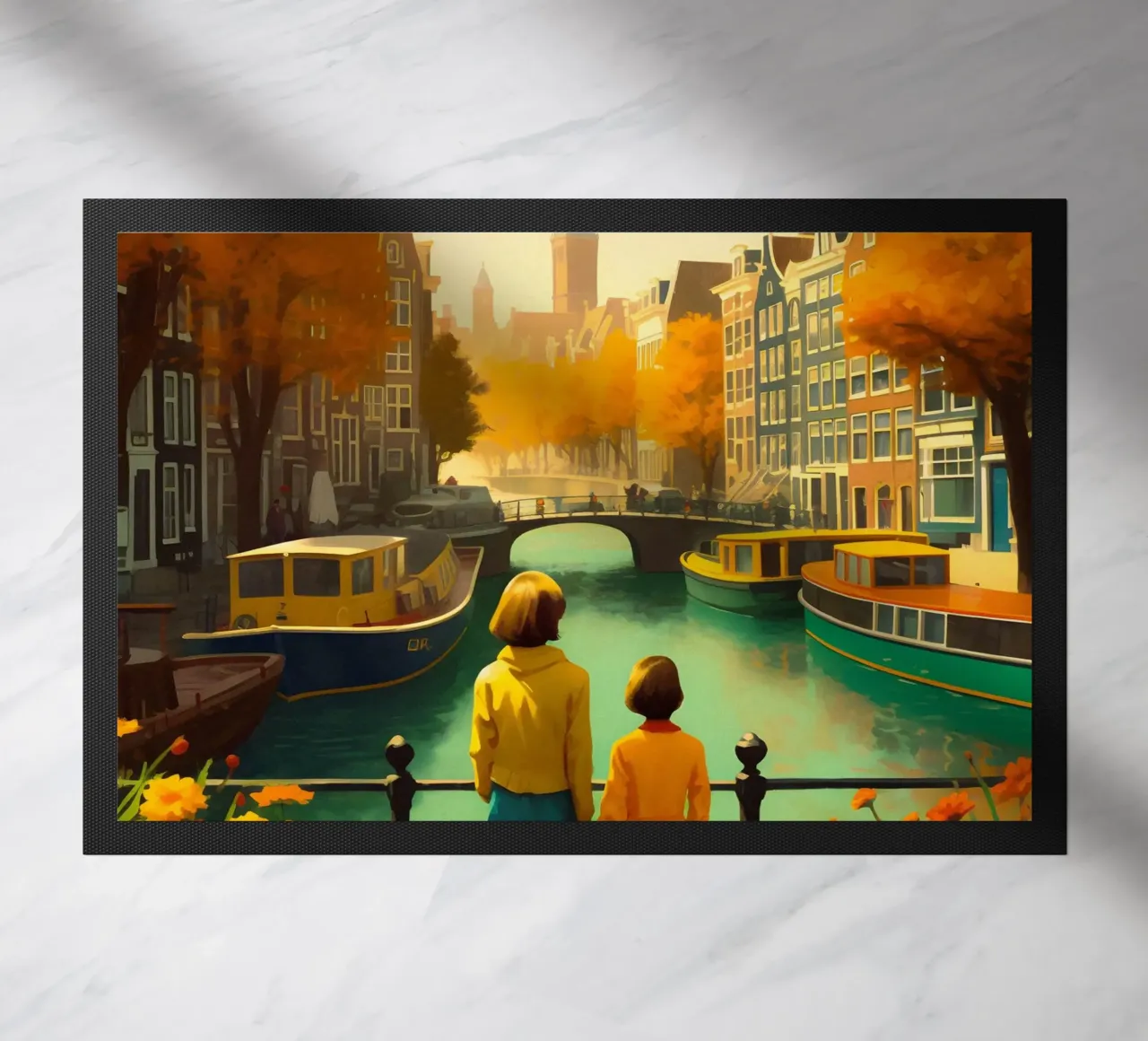 Poster di viaggio d'epoca su Amsterdam zerbino da TDPosters