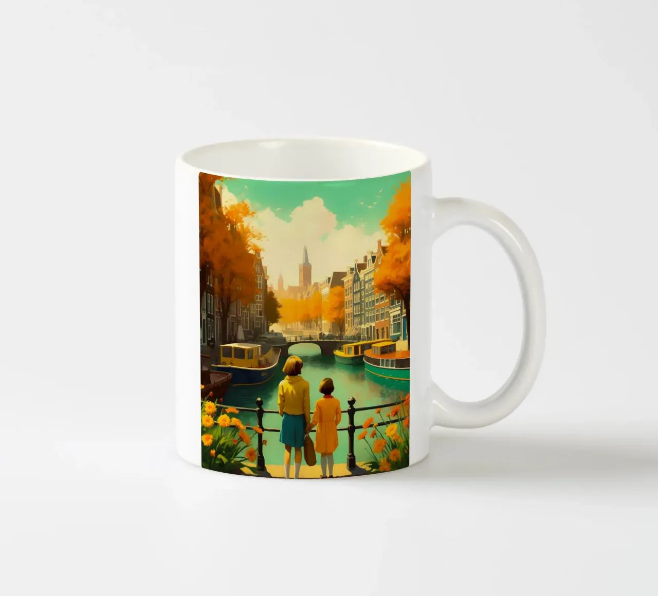 Poster di viaggio d'epoca su Amsterdam tazza in ceramica da TDPosters