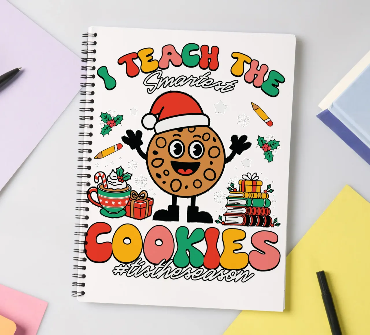 I teach the smartest cookies #tistheseason spiral notebook by edsonramosart