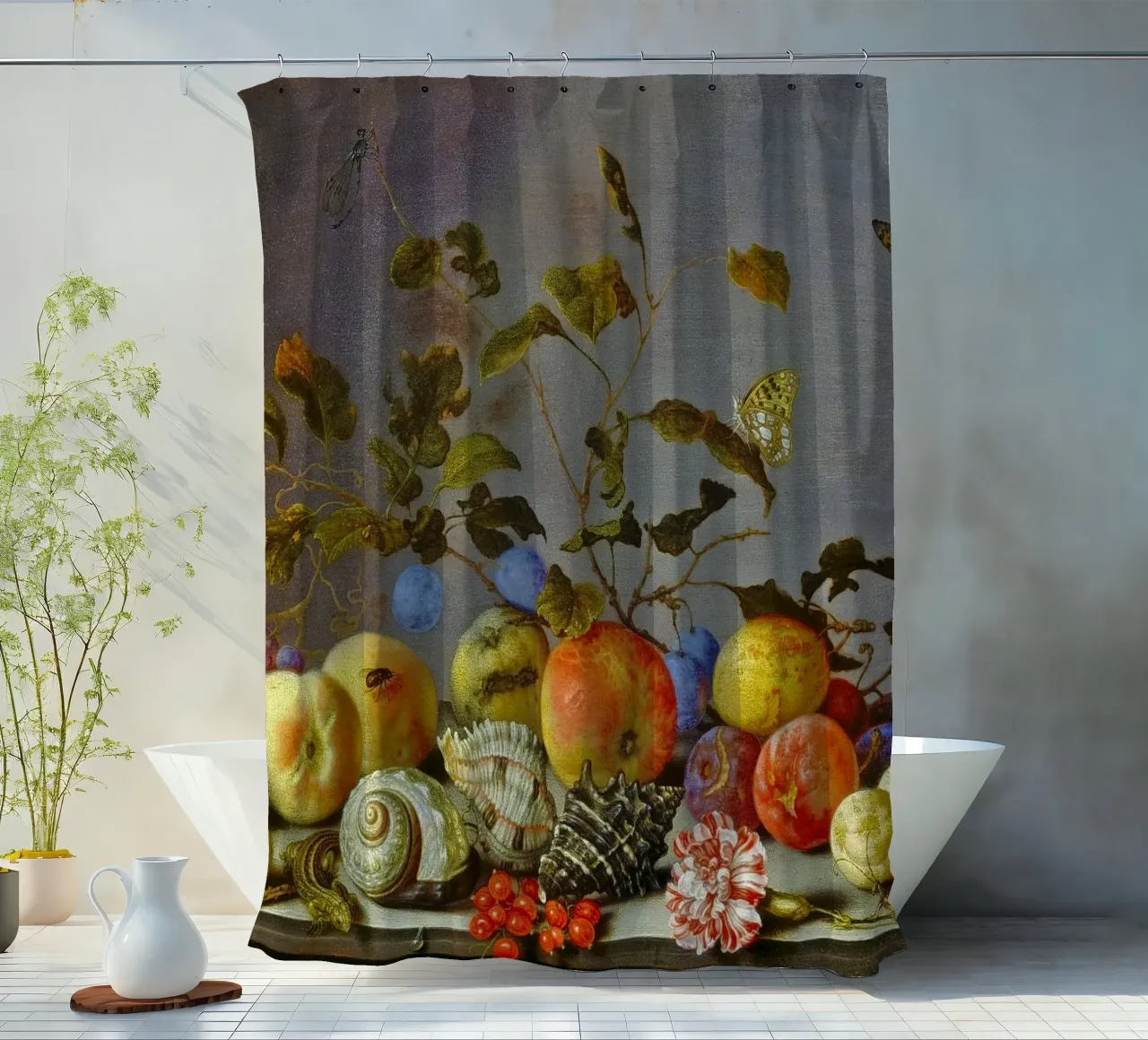 Balthasar van der Ast - Still life with fruits shower curtain by ARTOTHEK