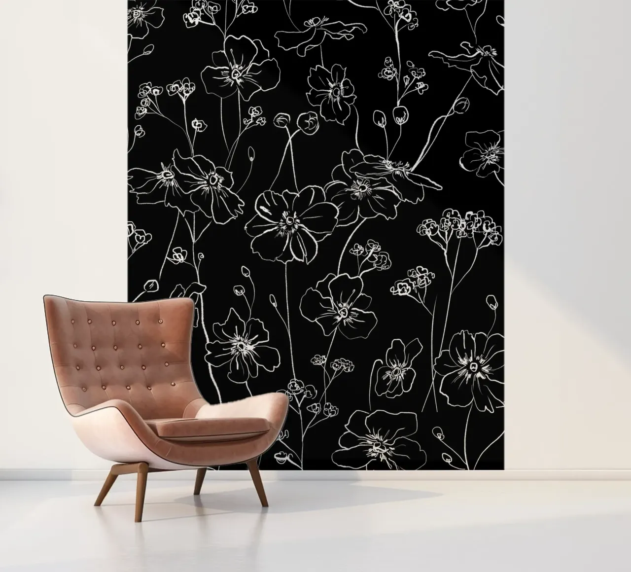 Black Wild Roses Pattern photo wallpaper by anisillustration