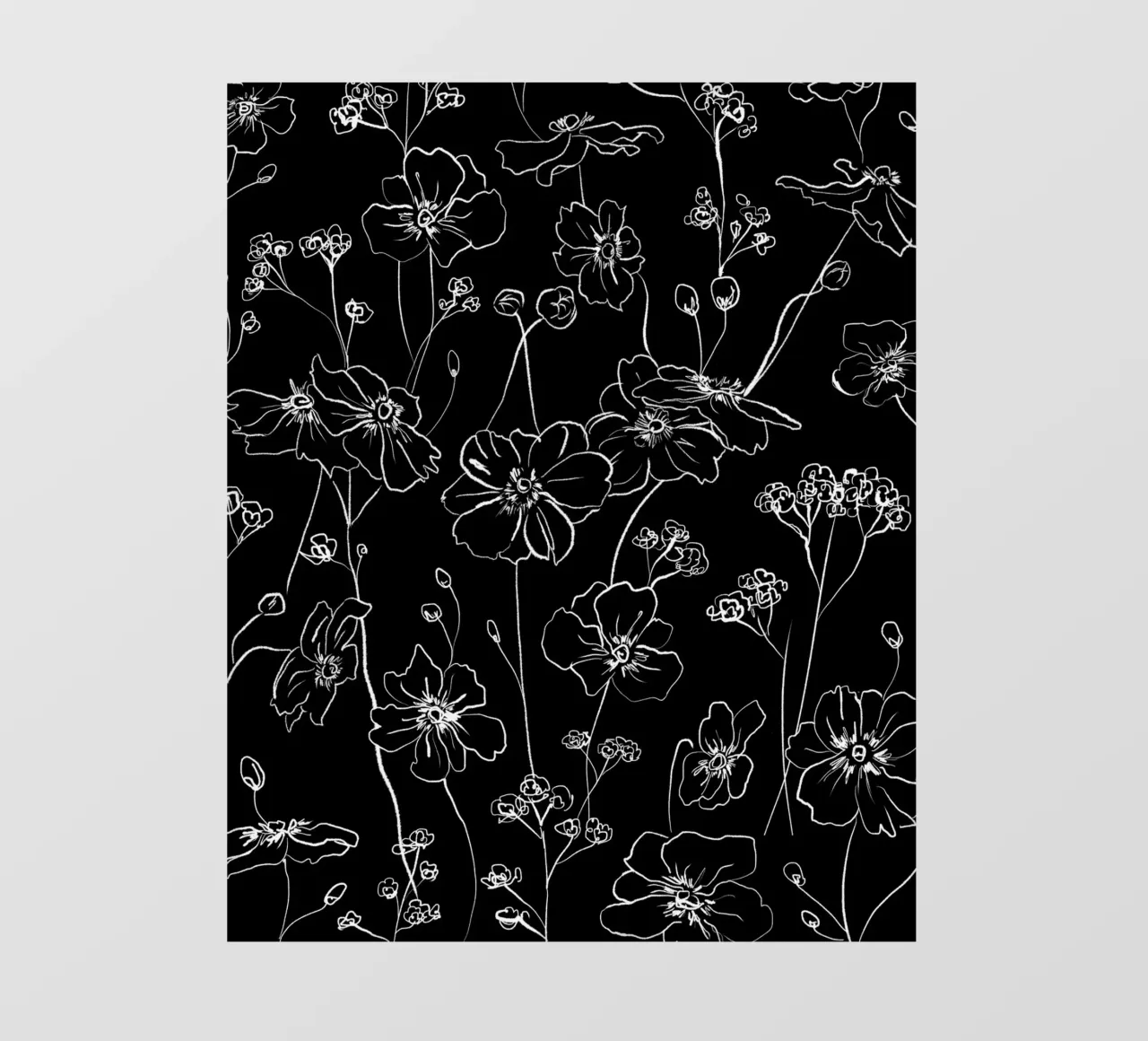 Black Wild Roses Pattern photo wallpaper by anisillustration