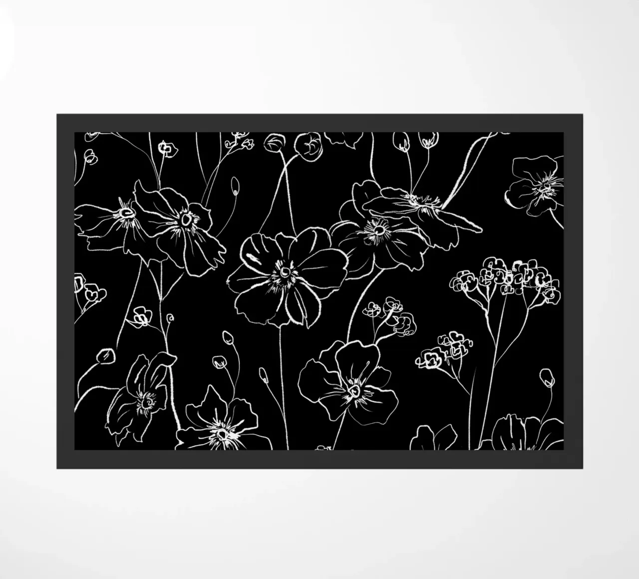 Black Wild Roses Pattern deurmat van anisillustration