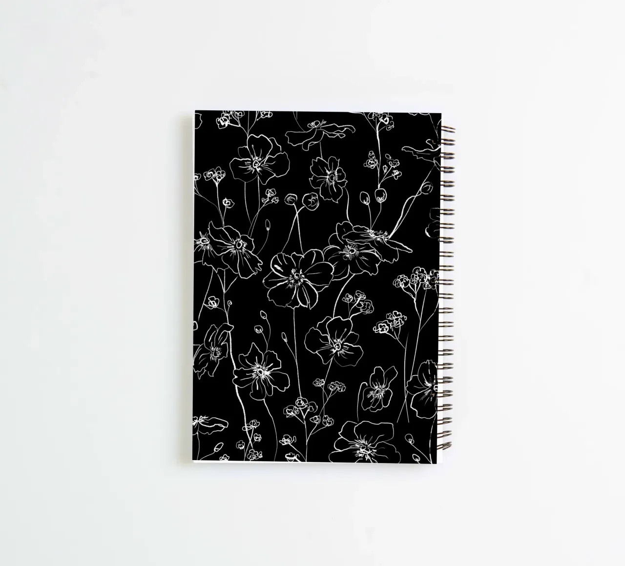 Black Wild Roses Pattern spiral notebook by anisillustration