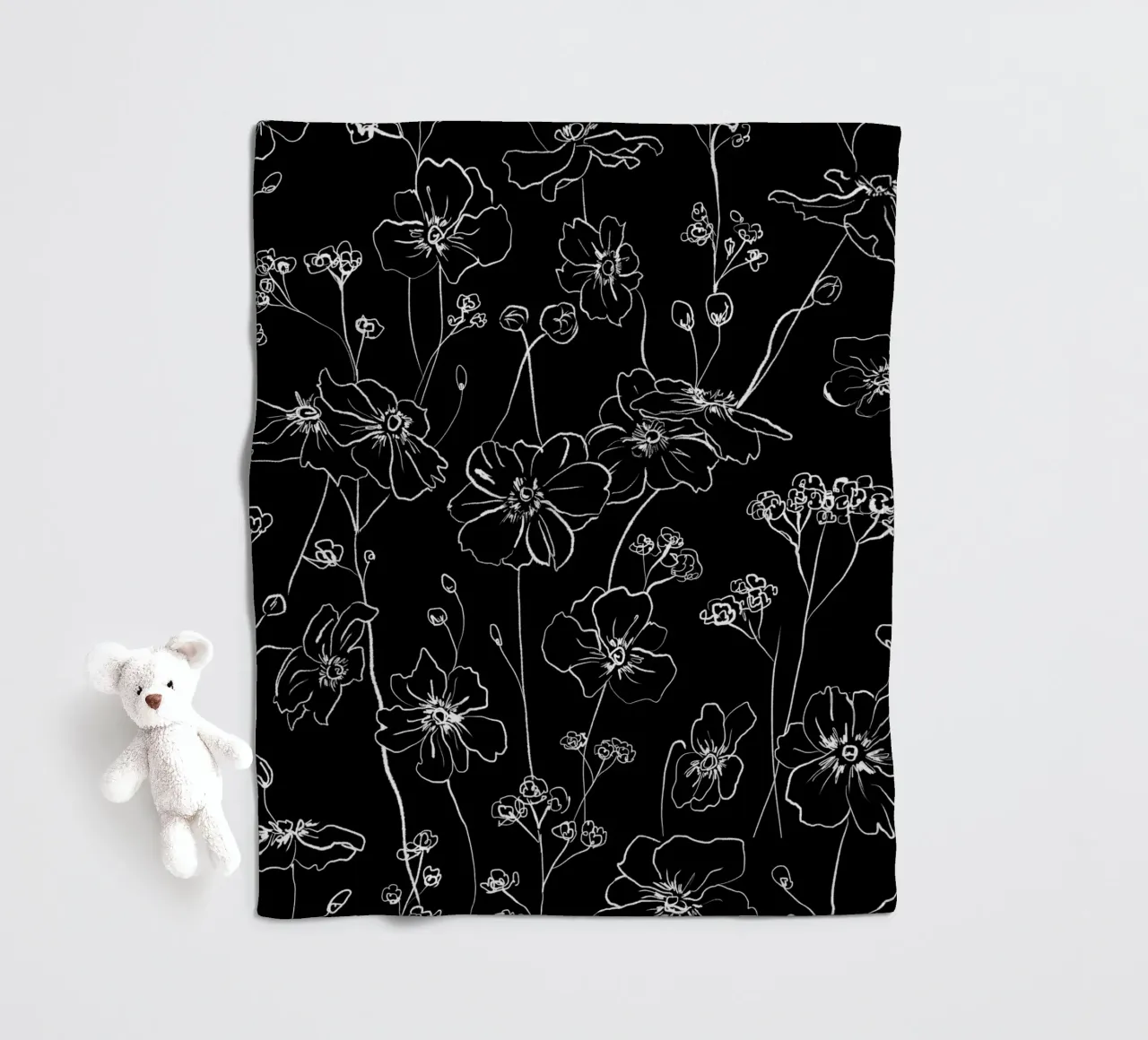 Black Wild Roses Pattern coperta in pile da anisillustration