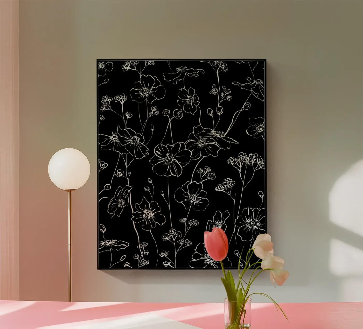 Black Wild Roses Pattern plexiglas de anisillustration