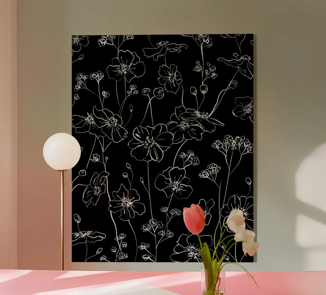 Black Wild Roses Pattern plexiglass da anisillustration