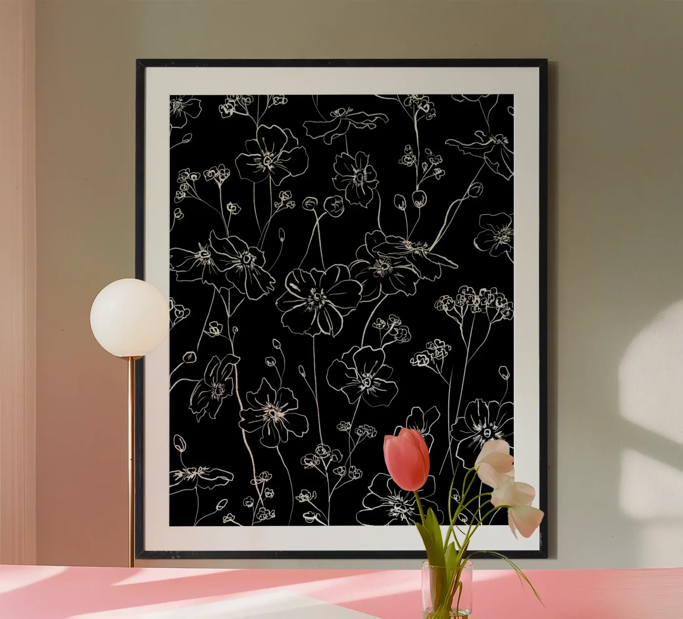 Black Wild Roses Pattern poster by anisillustration