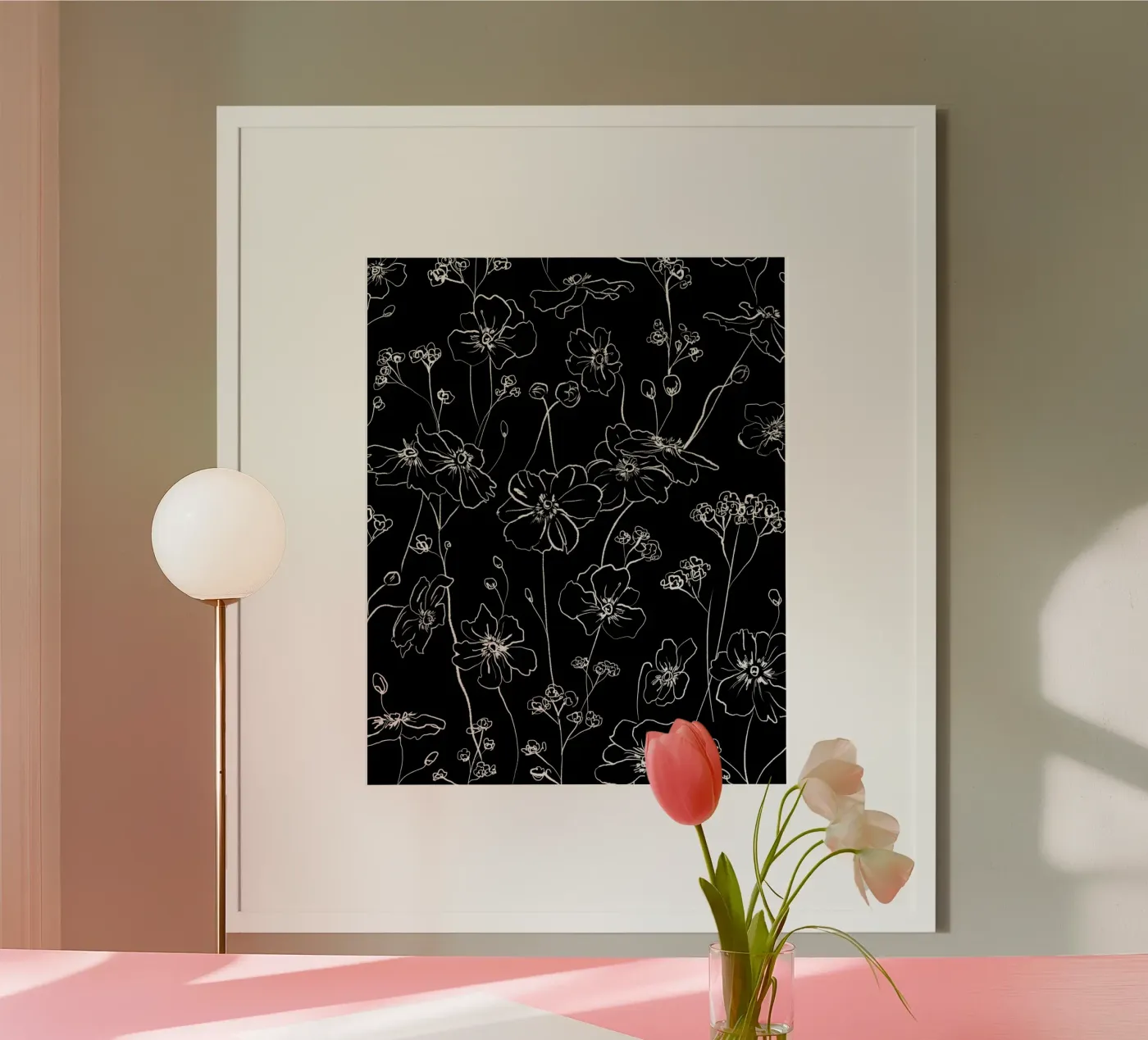 Black Wild Roses Pattern poster by anisillustration