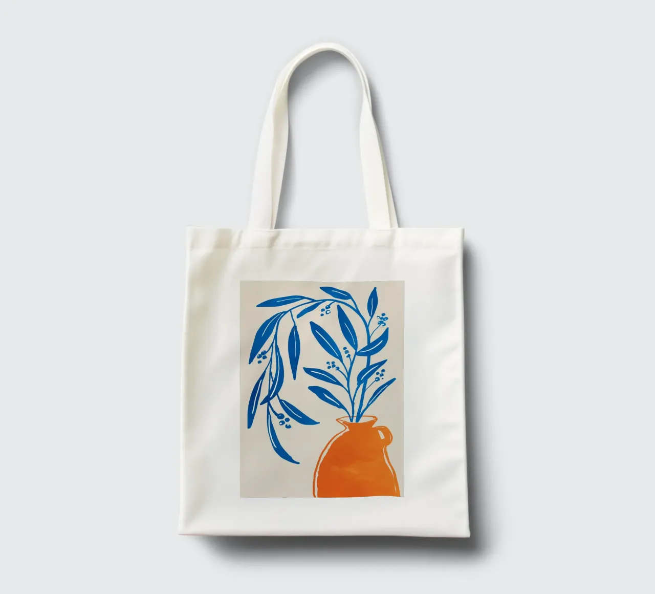 Vaso colorato con rami blu borsa in juta da Melloi Art Print