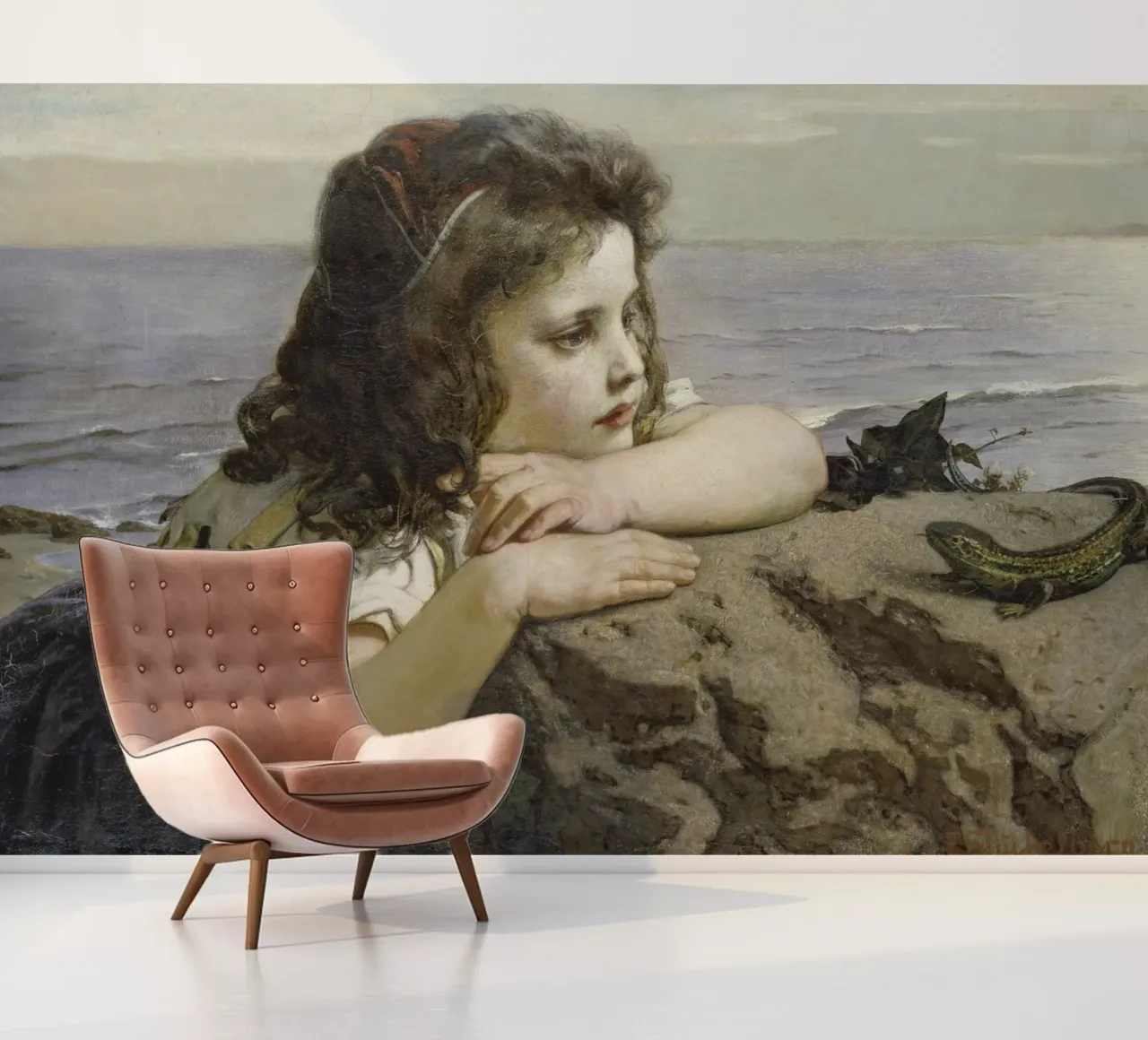 Ernst Stückelberg - Girl with a lizard photo wallpaper by ARTOTHEK