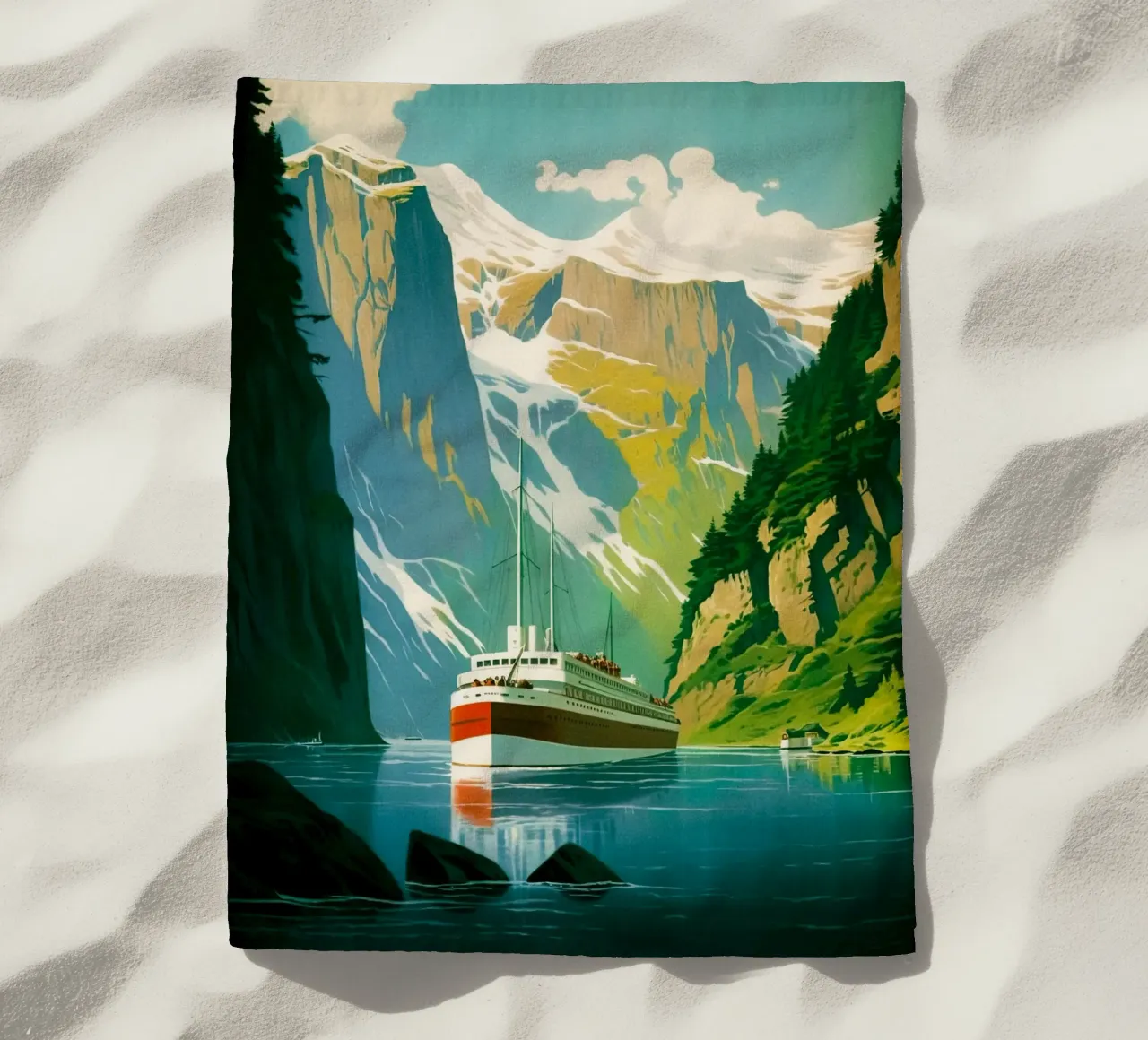 Norwegian Fjord Travel Poster telo mare da TDPosters