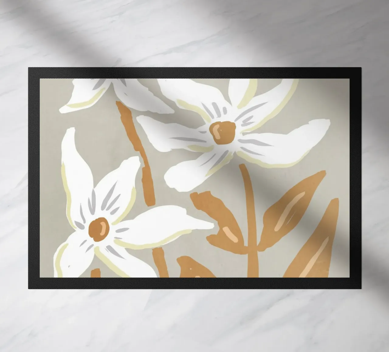 Fiori bianchi minimalisti zerbino da Melloi Art Print